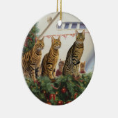 Bengalen Katten Kerst Cruise: Pawsome Holiday Keramisch Ornament (Rechts)