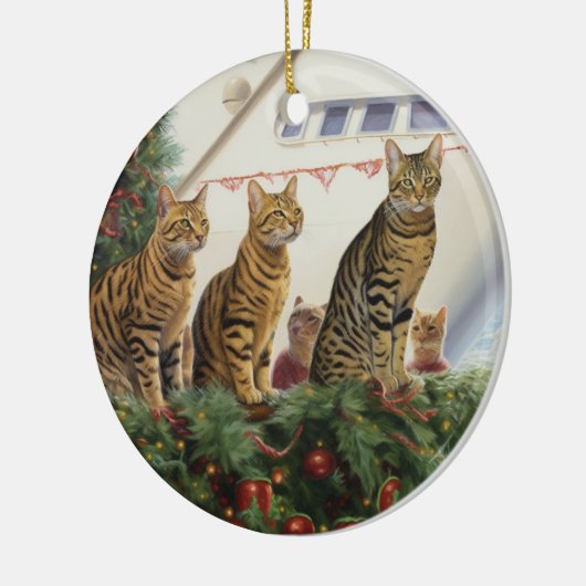 Bengalen Katten Kerst Cruise: Pawsome Holiday Keramisch Ornament (Links)