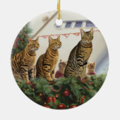 Bengalen Katten Kerst Cruise: Pawsome Holiday Keramisch Ornament (Achterkant)