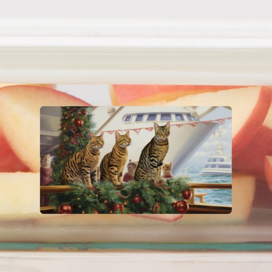 Bengalen Katten Kerst Cruise: Pawsome Holiday Labels (Aangebracht)