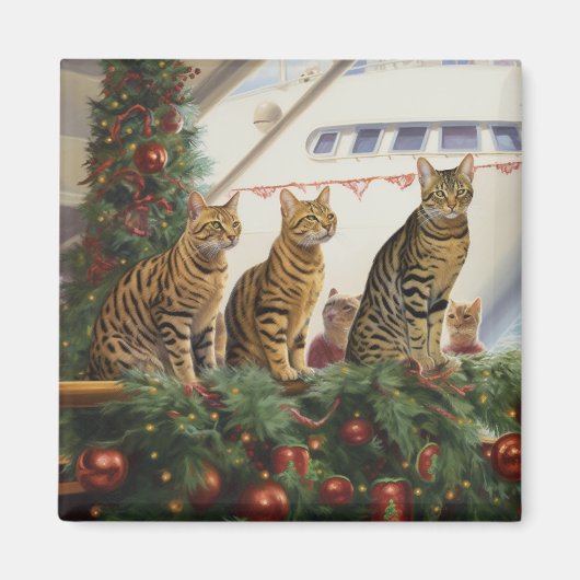 Bengalen Katten Kerst Cruise: Pawsome Holiday Magneet (Voorkant)