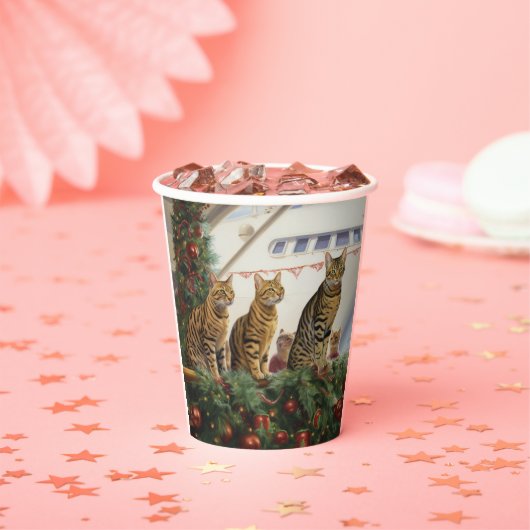 Bengalen Katten Kerst Cruise: Pawsome Holiday Papieren Bekers (Insitu)