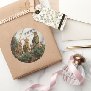 Bengalen Katten Kerst Cruise: Pawsome Holiday Ronde Sticker