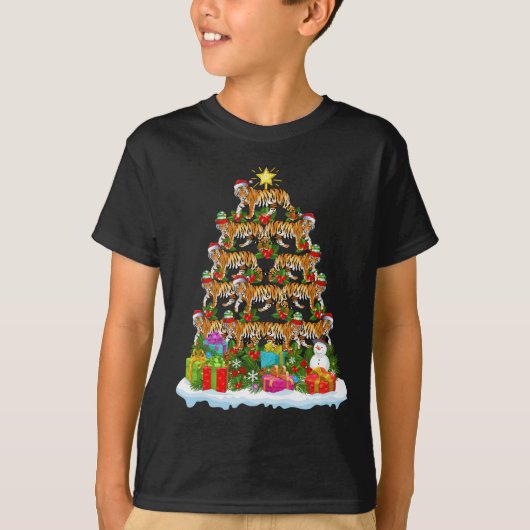 Bengalen met kerstboomverlichting voor de Tijger T-shirt (Voorkant)