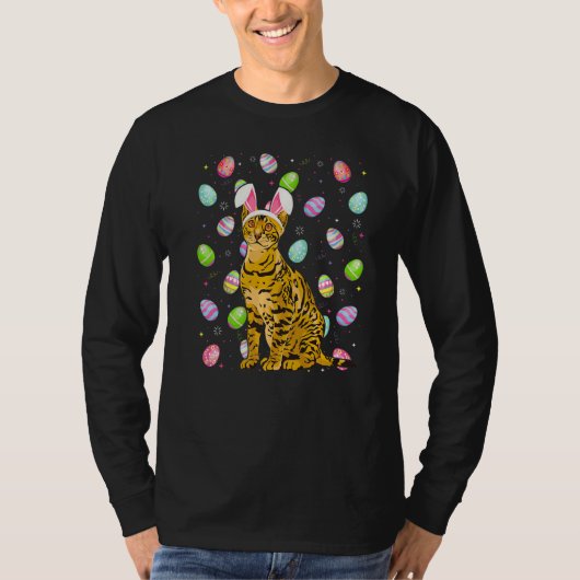 Bengalen met roosterkooi Funny Bengal Cat Easter S T-shirt (Voorkant)