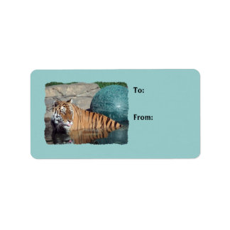 Bengalen Tijger Foto Lichtblauw Gift Labels