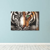 Bengalen Tijger Oog 3 PC Uitgerekte Canvas Vervage Afdruk (Insitu (Houten vloer))