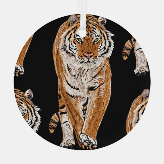 Bengalen tijger schets:  dierenprint glas ornament (Achterkant)