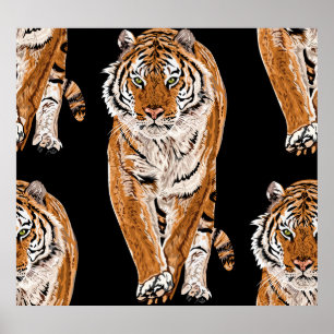 Bengalen tijger schets:  dierenprint poster