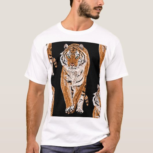 Bengalen tijger schets: dierenprint t-shirt (Voorkant)