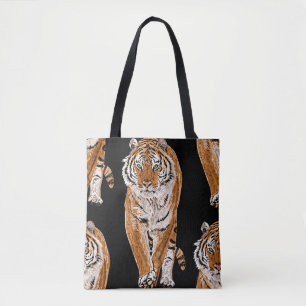 Bengalen tijger schets: dierenprint tote bag