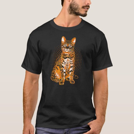 Bengalen van kattenretro t-shirt (Voorkant)