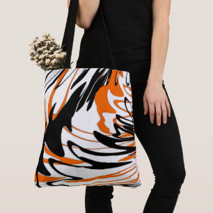 Bengalese Kleur Golvende Oranje en Zwarte Lijnen Tote Bag