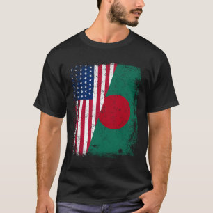 BENGALI ROOTS Half-American Flag BANGLADESH T-shirt