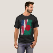 BENGALI ROOTS Half-American Flag BANGLADESH T-shirt (Voorkant volledig)