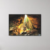 Bengalige tijger in grot canvas afdruk (Voorkant)