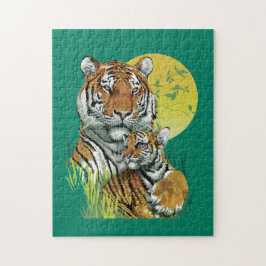 Bengalige tijger met Baby Jigzaag Puzzle Legpuzzel