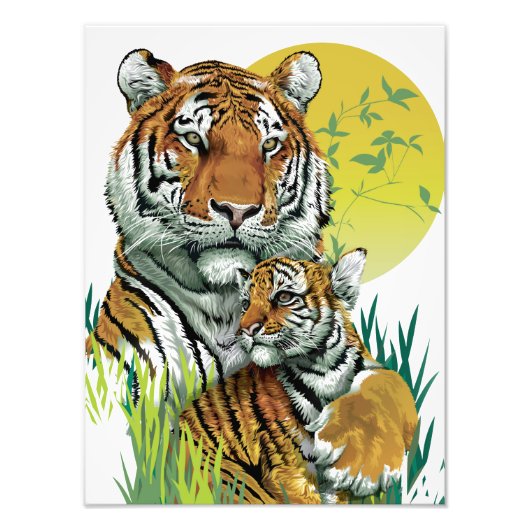 Bengalige tijger met kubieke dop foto afdruk (Voorkant)