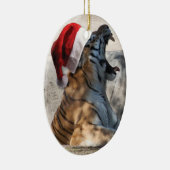 Bengalige tijger met Santa Hat Keramisch Ornament (Rechts)