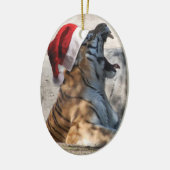 Bengalige tijger met Santa Hat Keramisch Ornament (Links)