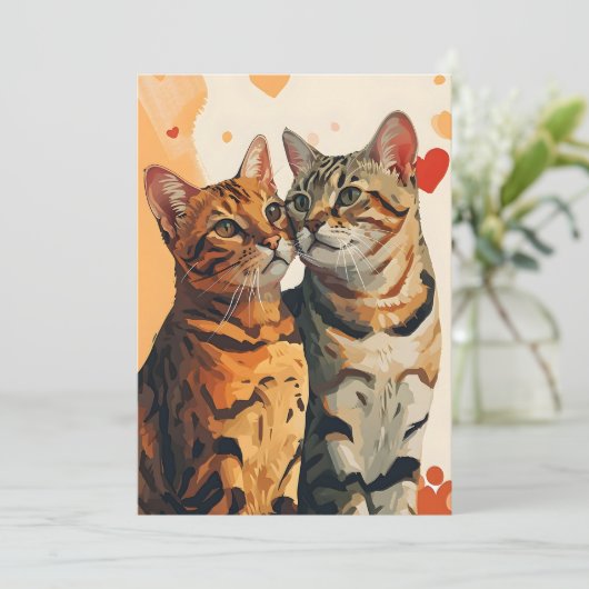 Bengals Katten Valentijnsdag Feestdagenkaart (Staand voorkant)
