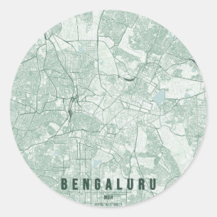 Bengaluru India Stadsplattegrond Minimalistisch On Ronde Sticker