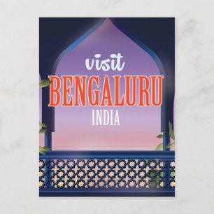 Bengaluru india vintage reisposter briefkaart