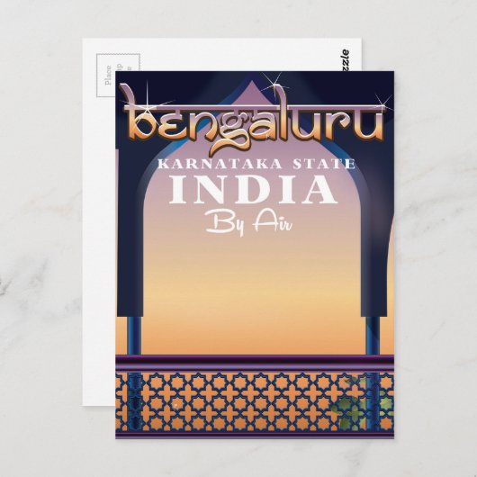 Bengaluru, Indiase reisposter Briefkaart (Voorkant / Achterkant)