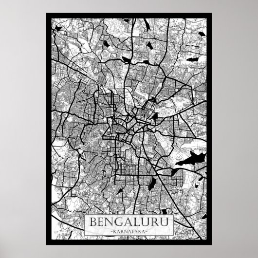 Bengaluru Karnataka Kaart Poster (Voorkant)