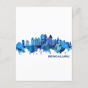Bengaluru Karnataka Skyline Blue Feestdagenkaart