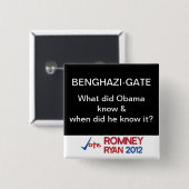 Benghazi-Gate Wat wist Obama? Knoop Vierkante Button 5,1 Cm (Voorkant /achterkant)