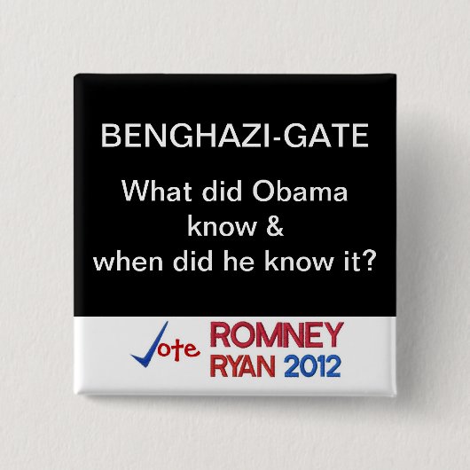 Benghazi-Gate Wat wist Obama? Knoop Vierkante Button 5,1 Cm (Voorkant)