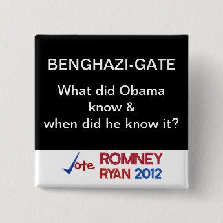 Benghazi-Gate Wat wist Obama? Knoop Vierkante Button 5,1 Cm