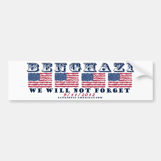 Benghazi - We zullen niet vergeten Bumpersticker (Voorkant)