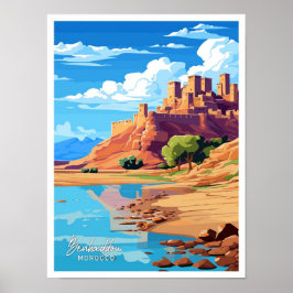 Benhaddau Marokko Reizen  Illustratie Poster