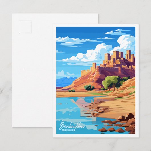 Benhaddau Marokko vintage reisillustratie Briefkaart (Voorkant / Achterkant)