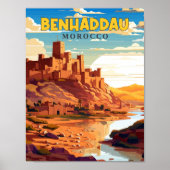 Benhaddau Marokko vintage reisillustratie Poster (Voorkant)