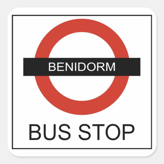 Benidorm Bus Stop Vierkante Sticker (Voorkant)