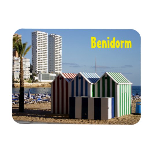 Benidorm, casetas de baño en playa de Levante Magneet (Horizontaal)