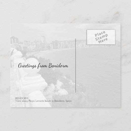 Benidorm Playa Levante Strand en Oceaan Briefkaart (Achterkant)