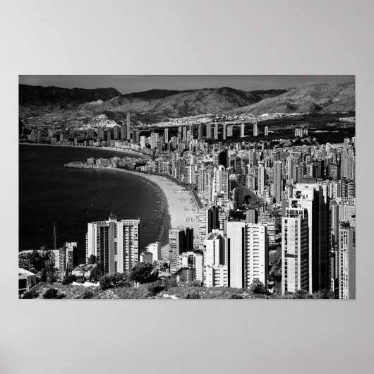 Benidorm Skyline Cityscape Costa Blanca Spanje Poster (Voorkant)