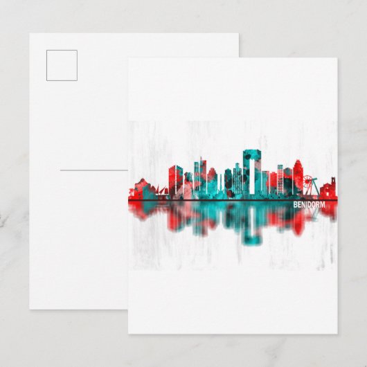 Benidorm Spain Skyline Uitnodiging Briefkaart (Voorkant / Achterkant)