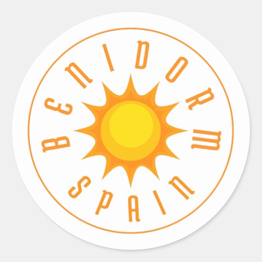 BENIDORM SPAIN SUN RONDE STICKER (Voorkant)