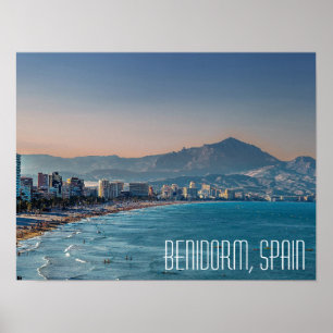 Benidorm, Spanje kustfoto ansichtkaart Poster