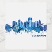 Benidorm Spanje Skyline Blue Wijn Etiket (Enkel label)