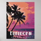 Benidorm Spanje Waterverf Beach Poster (Voorkant)