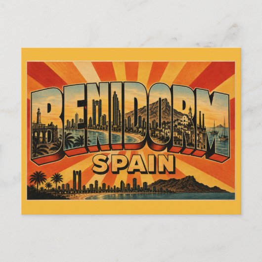 Benidorm Spanje Wolkenkrabber Strand Briefkaart (Voorkant)