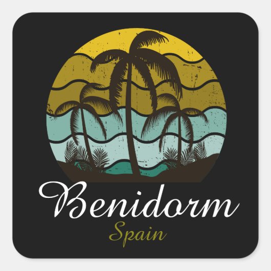 Benidorm Spanje Zomervakantie Vierkante Sticker (Voorkant)
