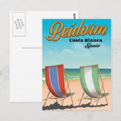 Benidorm strand reisposter briefkaart (Voorkant / Achterkant)