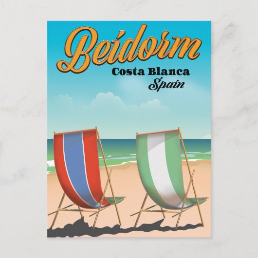Benidorm strand reisposter briefkaart (Voorkant)